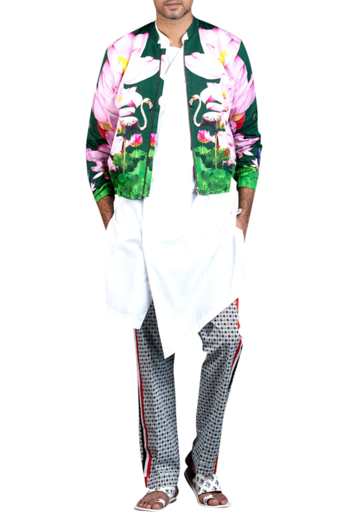 MR. Ajay Kumar Flower printed bomber jacket 
