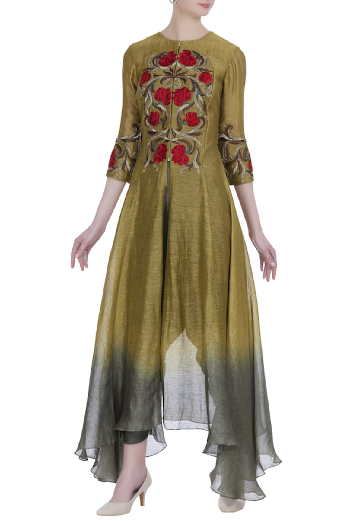 Incheetape Embroidered kurta with dhoti pants