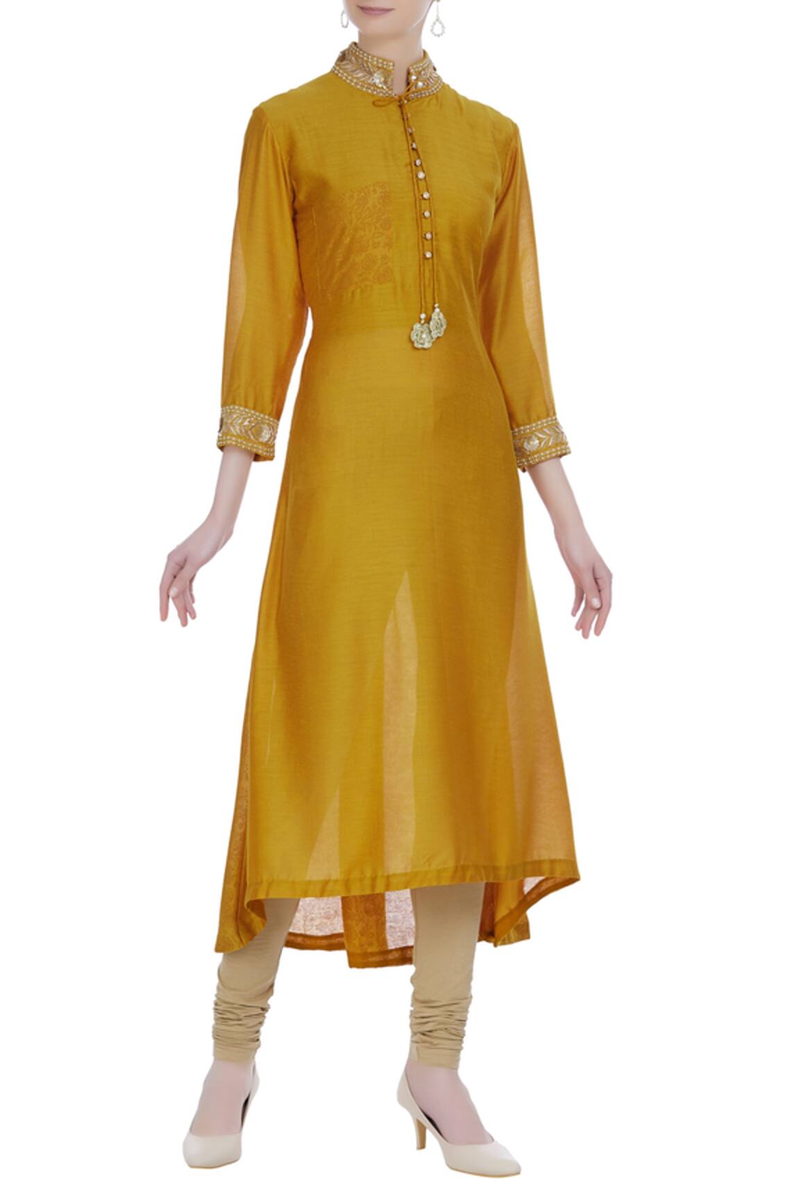 Manasi Sengupta Embroidered kurta with asymmetric hemline & churidar