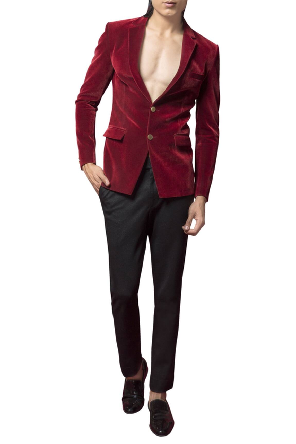 Siddartha Tytler Velvet blazer with crystalized rayon motif