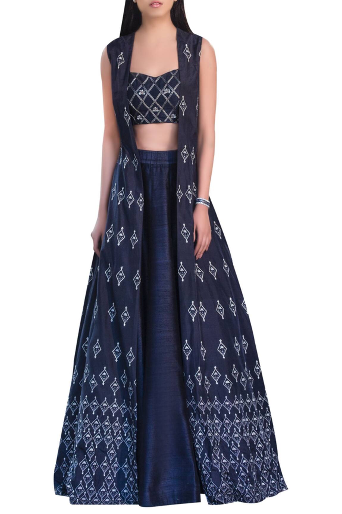 Sana Barreja Sequin embellished raw silk lehenga set