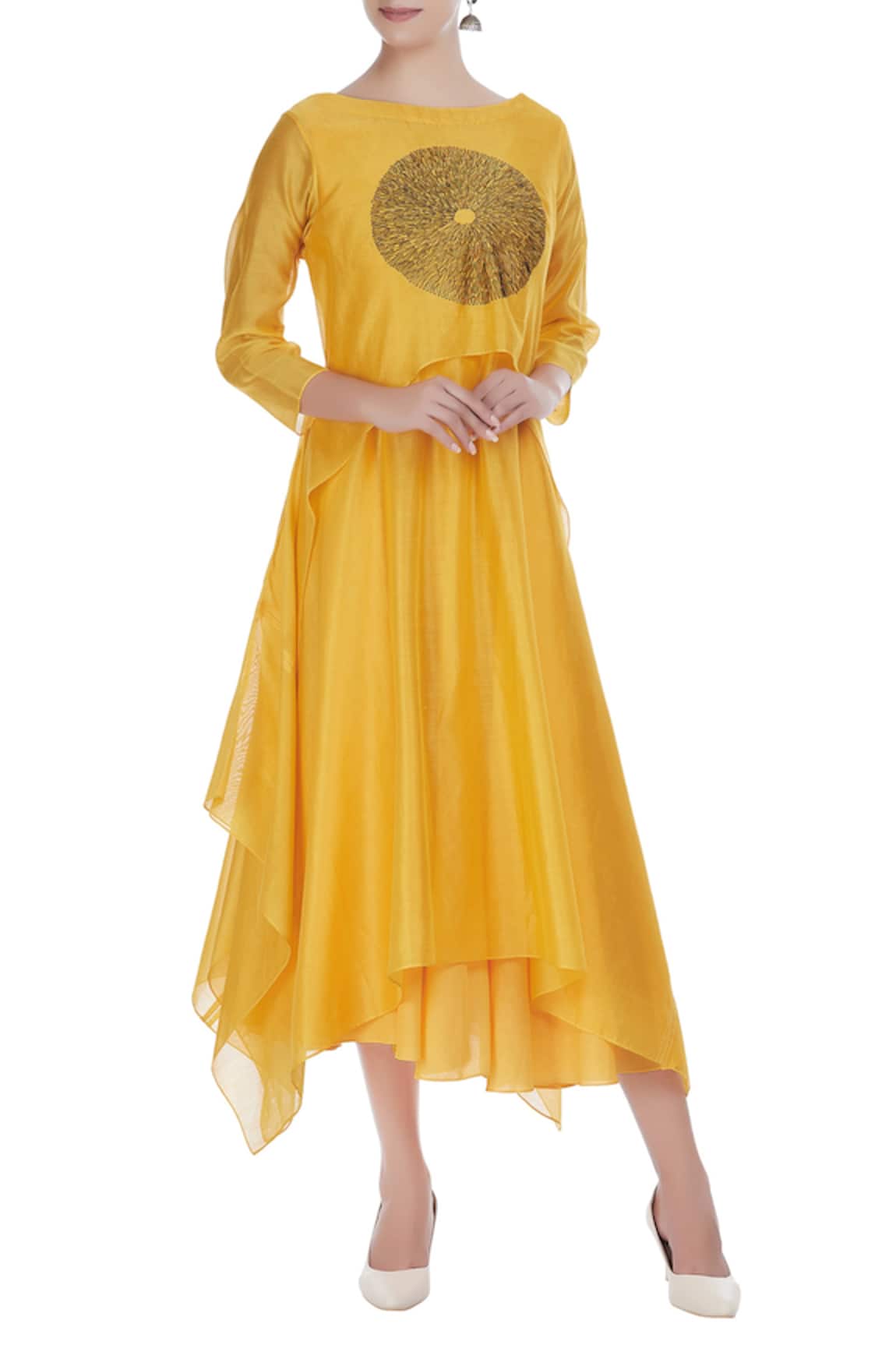 Taika By Poonam Bhagat Asymmetric chanderi layered tunic