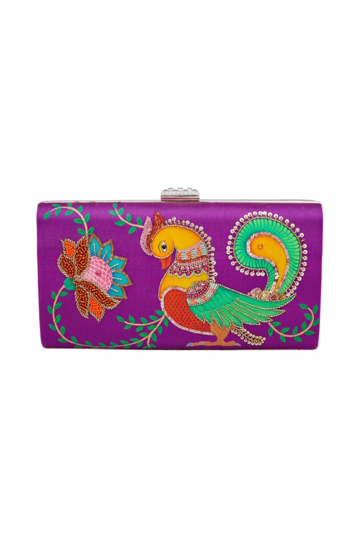 Crazy Palette Embroidered & hand painted clutch