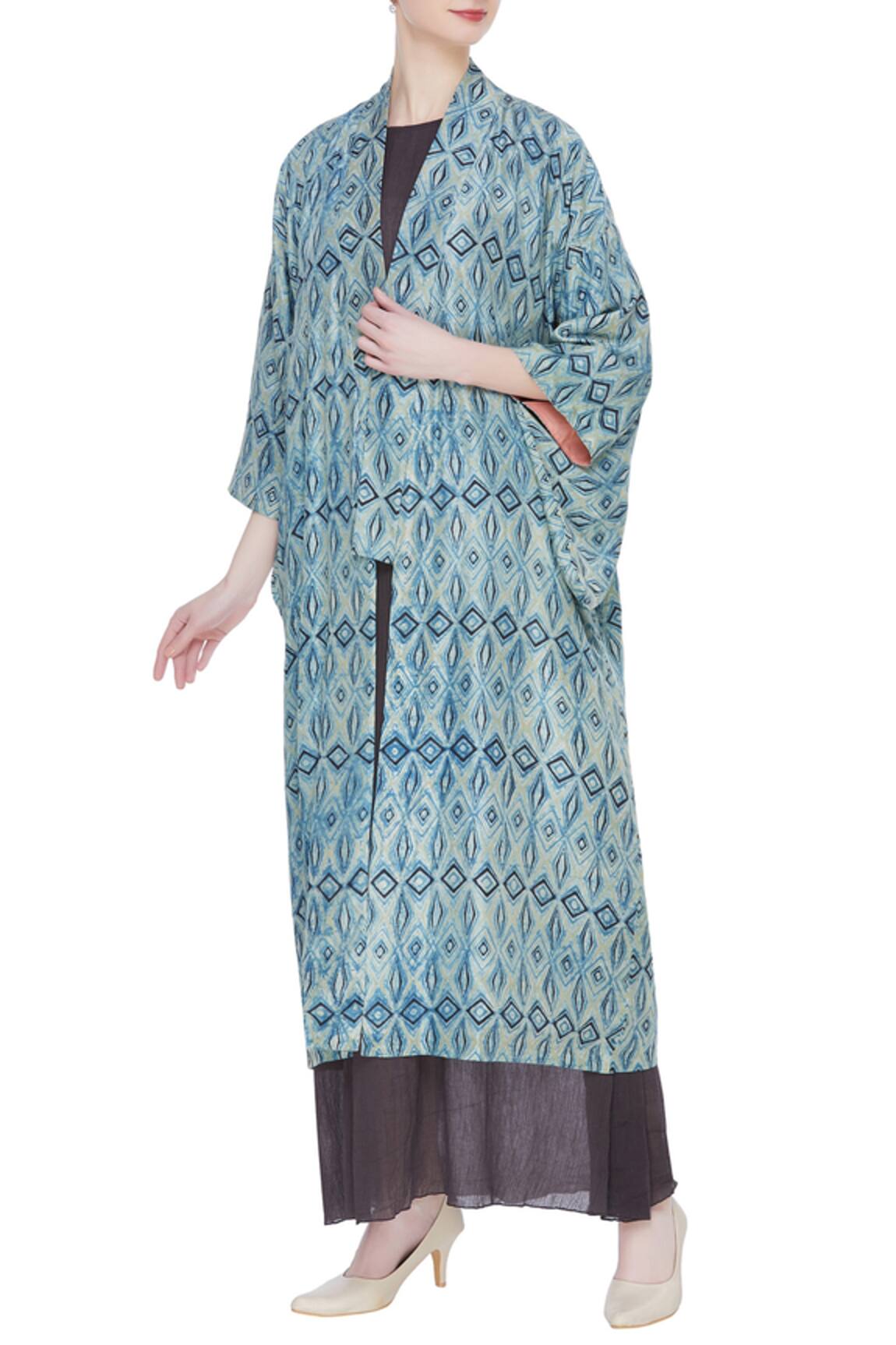 Divya Sheth Diamond printed silk kimono jacket