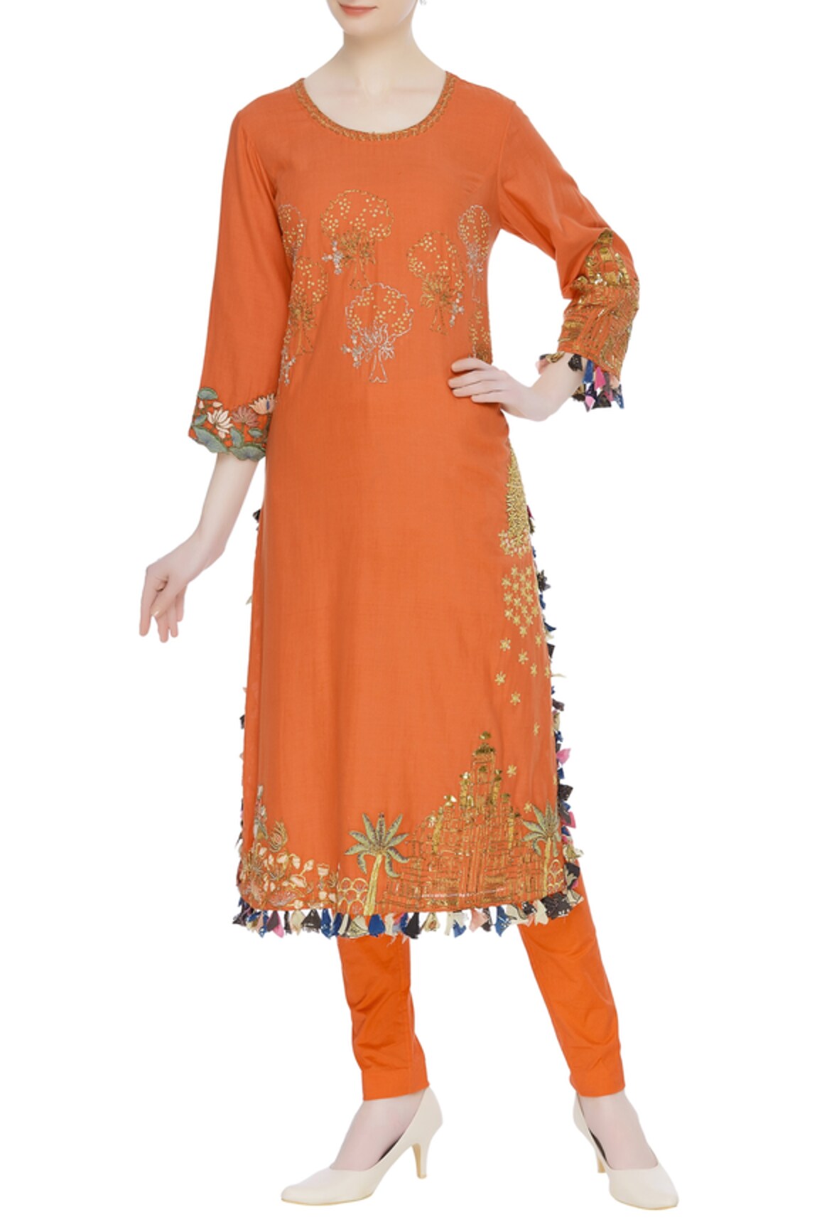 Divya Sheth Tree motif hand embroidered kurta set