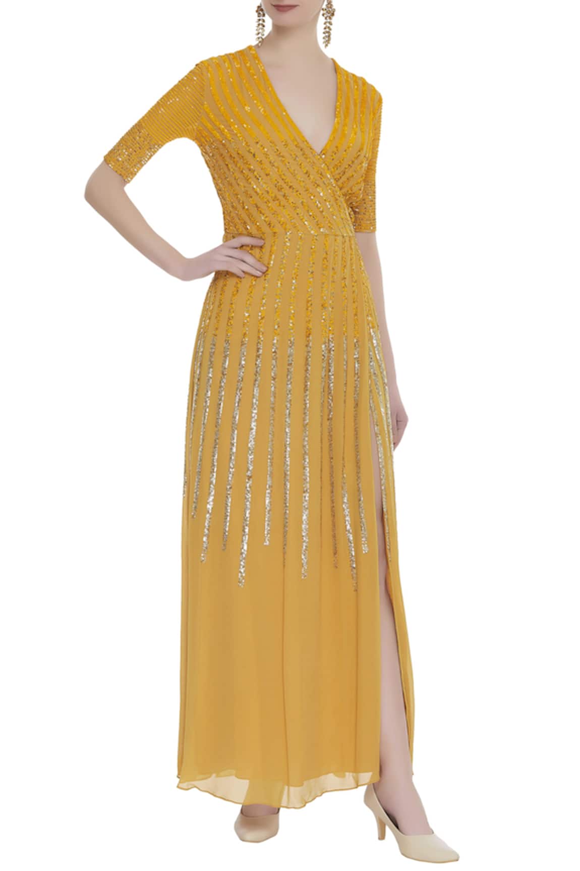 Huemn Embellished Slit Gown 