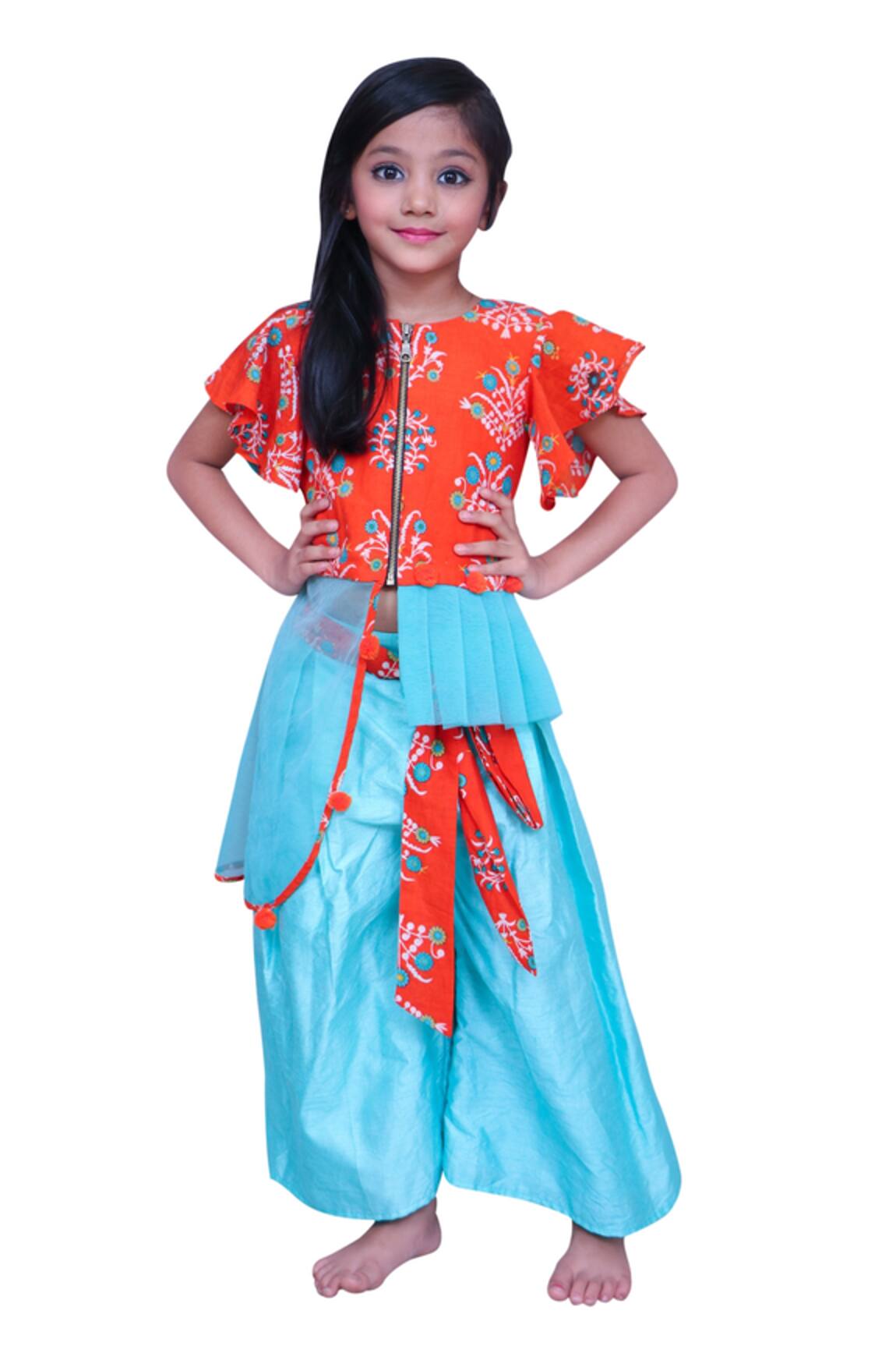 Kirti Agarwal - Pret N Couture Floral printed blouse with lehenga & belt
