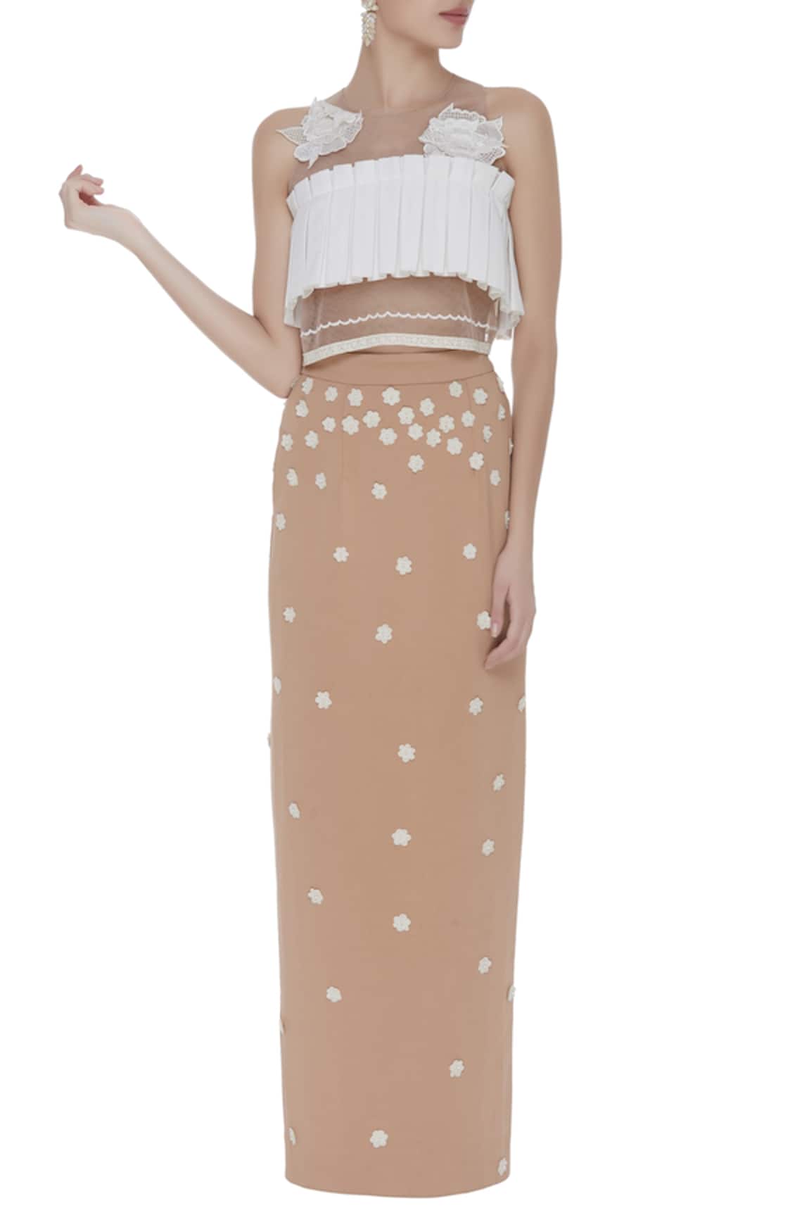 Archana Rao Neoprene floral applique maxi skirt
