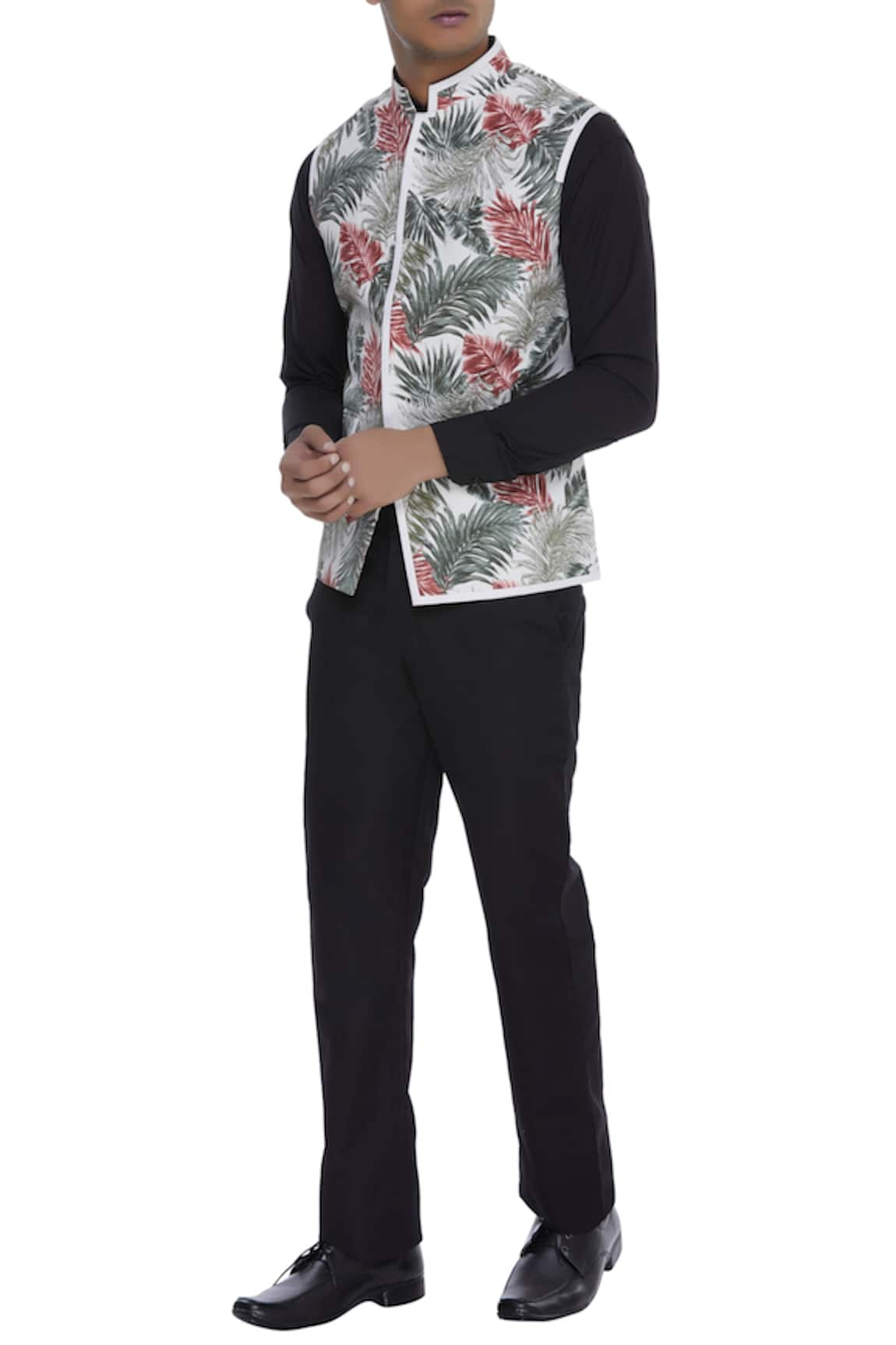 Khanijo Tropical print Nehru jacket