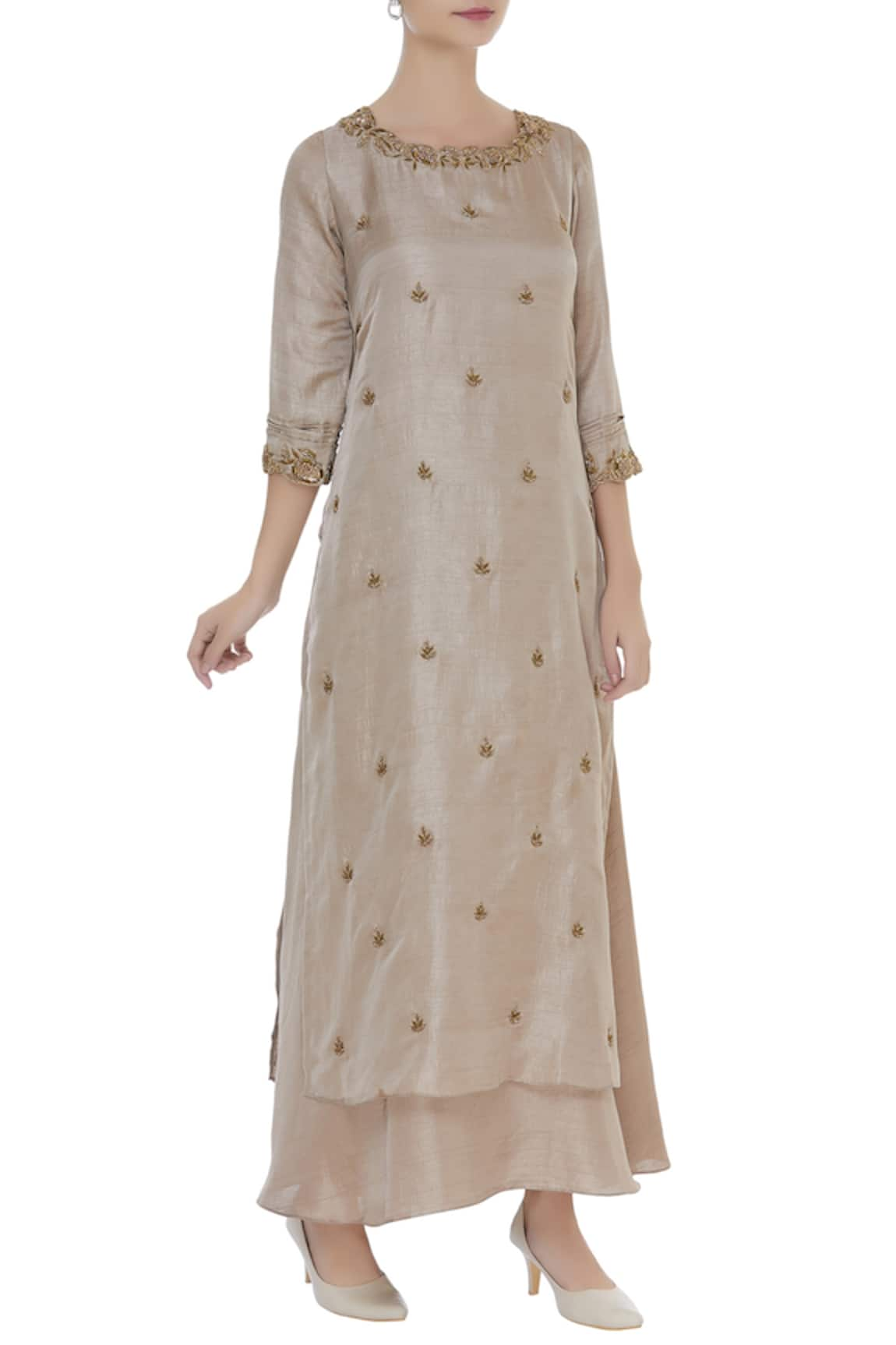 Zeel Doshi Cutwork & butti embellished layered tunic