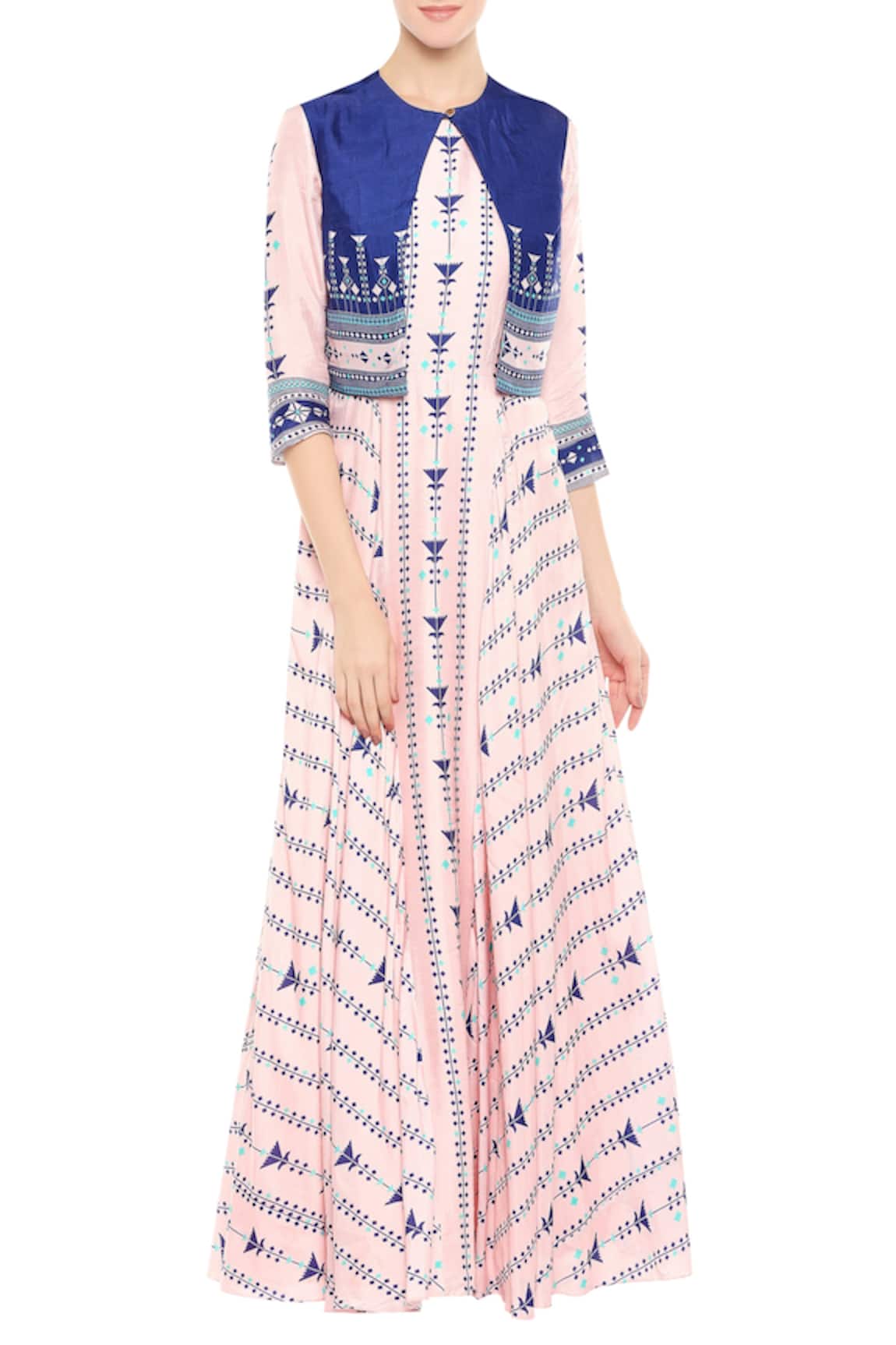 Soup By Sougat Paul Printed maxi dress with cropped jacket