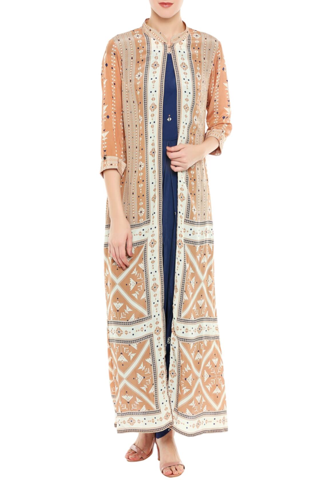 Soup By Sougat Paul Geometric Print Jacket & Draped Jumpsuit