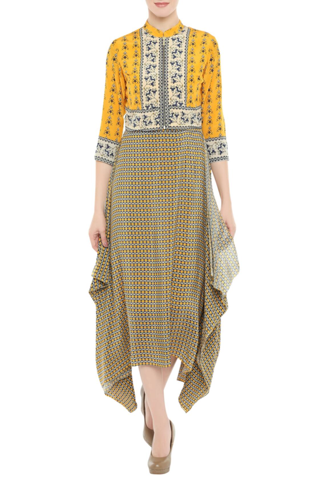 Soup By Sougat Paul Printed Dress With Zippered Jacket