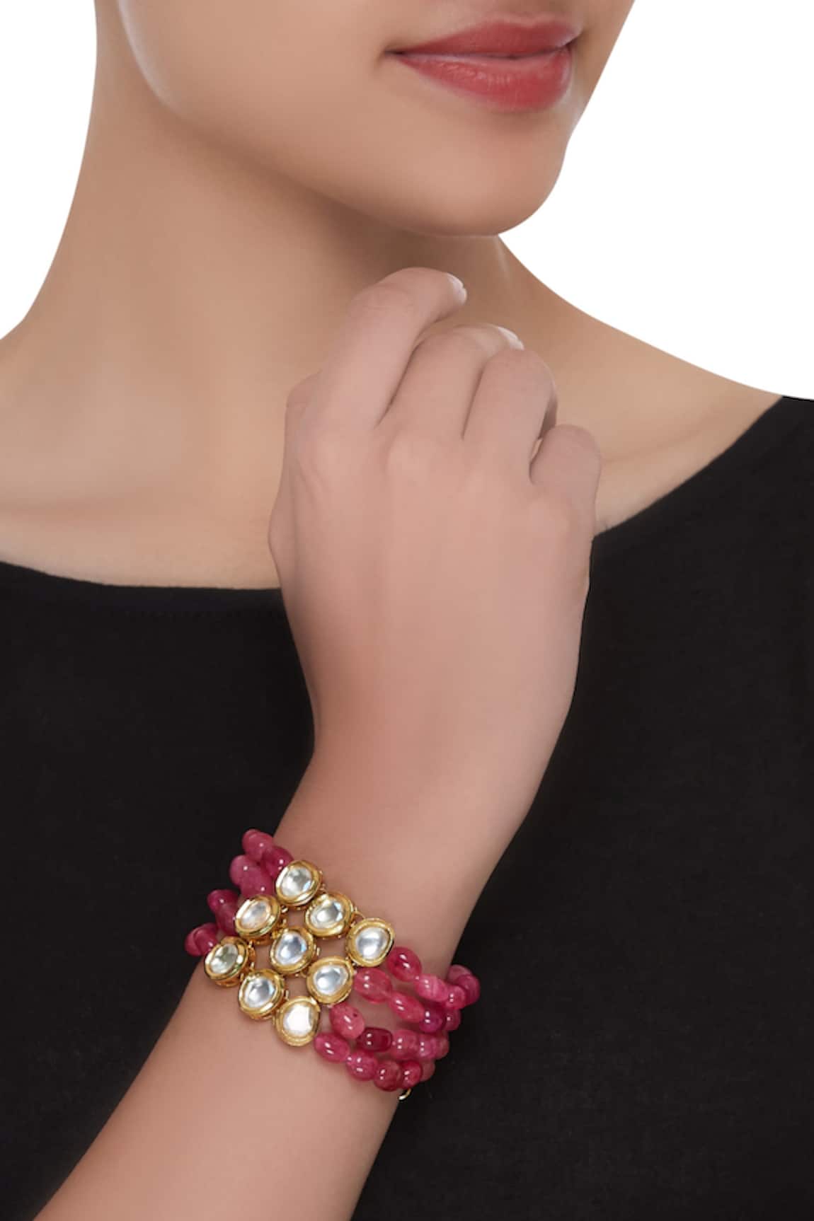 Just Shradha's Polki beaded layered bracelet