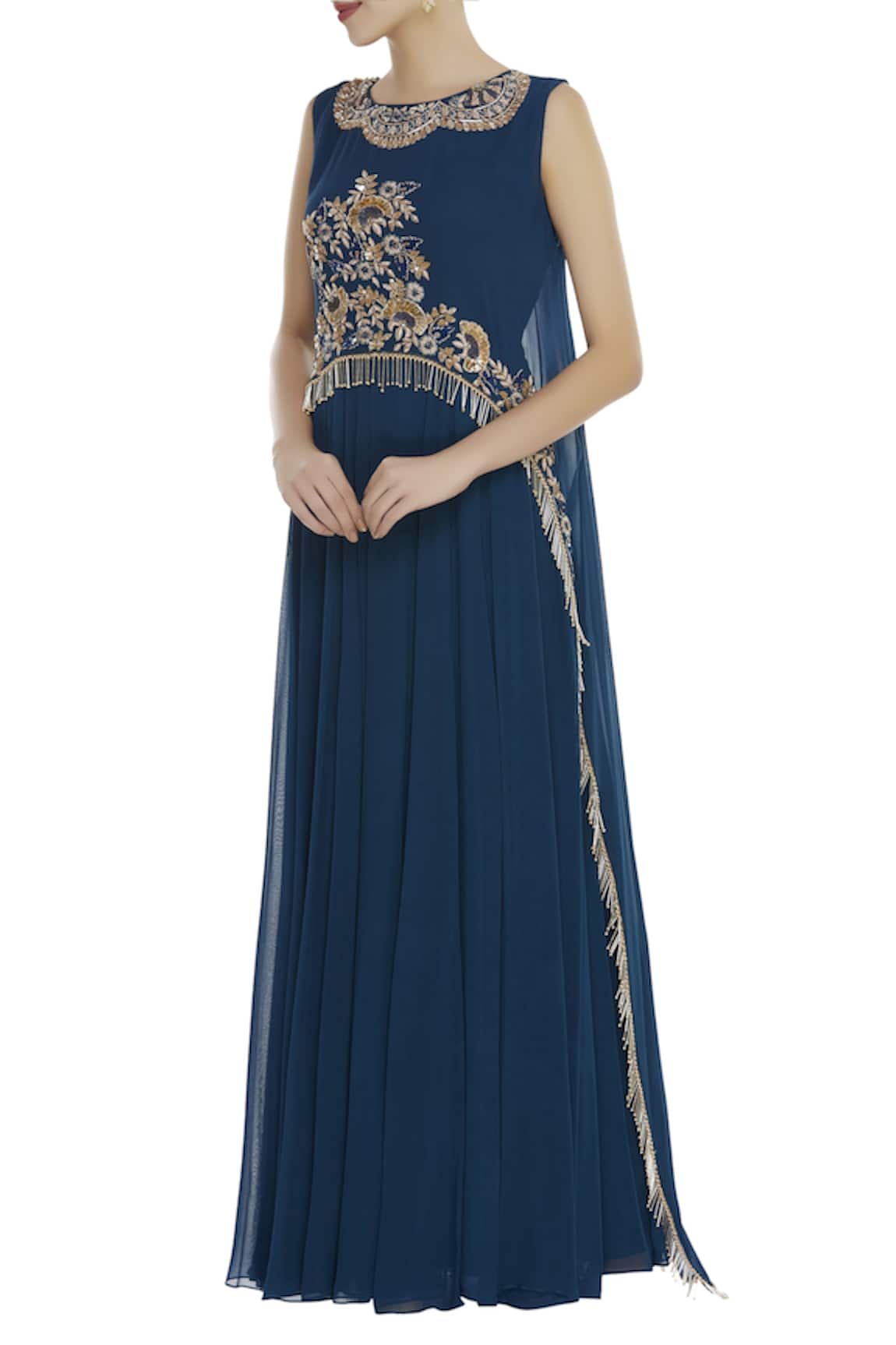 Ushma Vaidya Embroidered Cape Gown