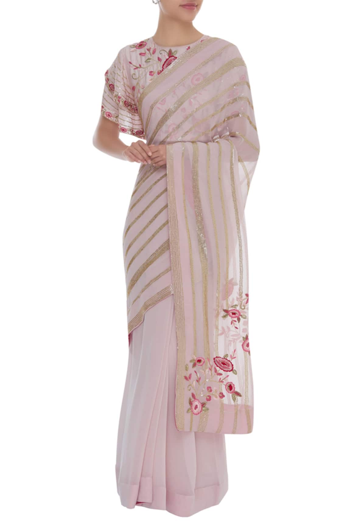 Samatvam By Anjali Bhaskar Hand Embroidered Saree With Blouse