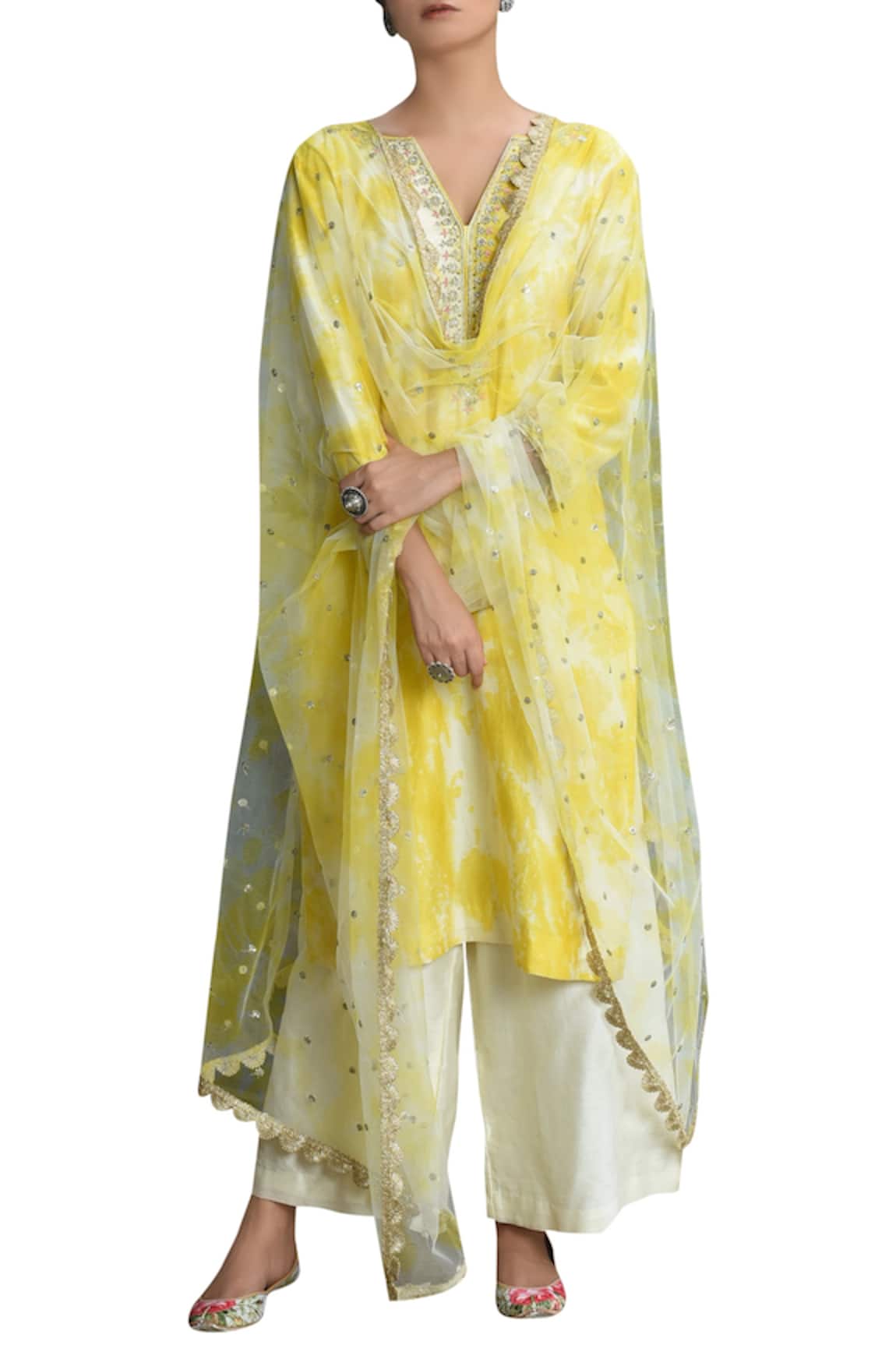 Seema Nanda Tie Dye Embroidered Kurta Set 