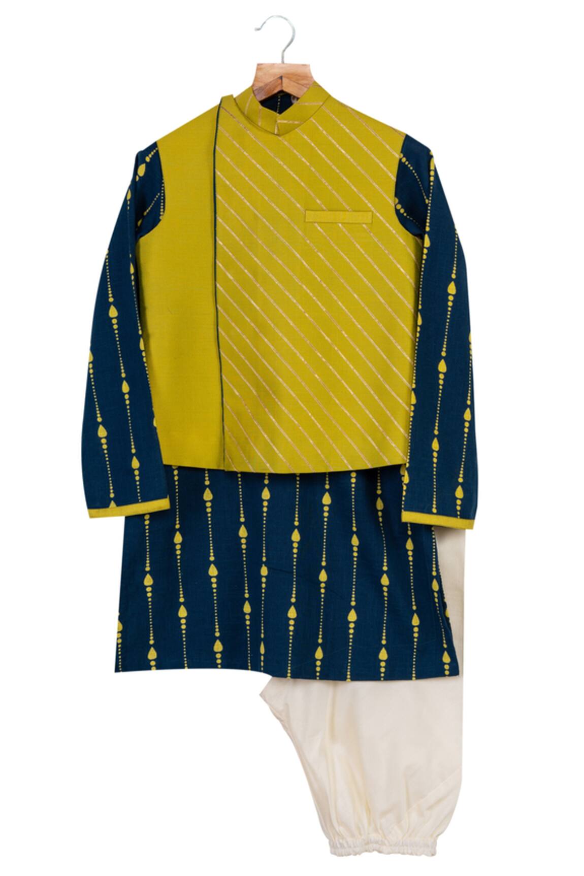 Minikin Gota Embroidered Jacket & Kurta Set 