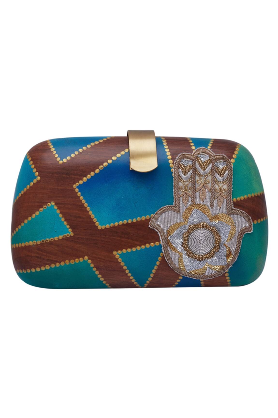 Crazy Palette Clutch with hand embroidered motif
