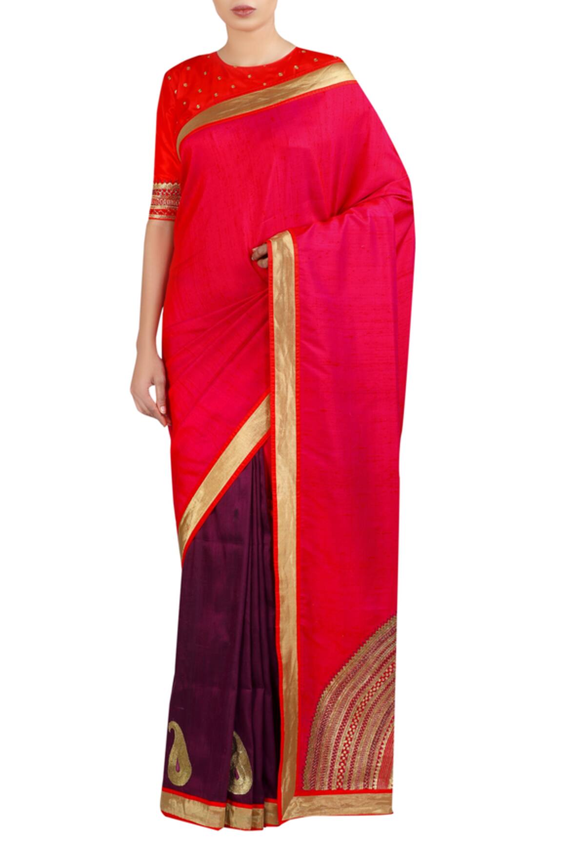 LATHA PUTTANNA Half moon embroidered saree with blouse 