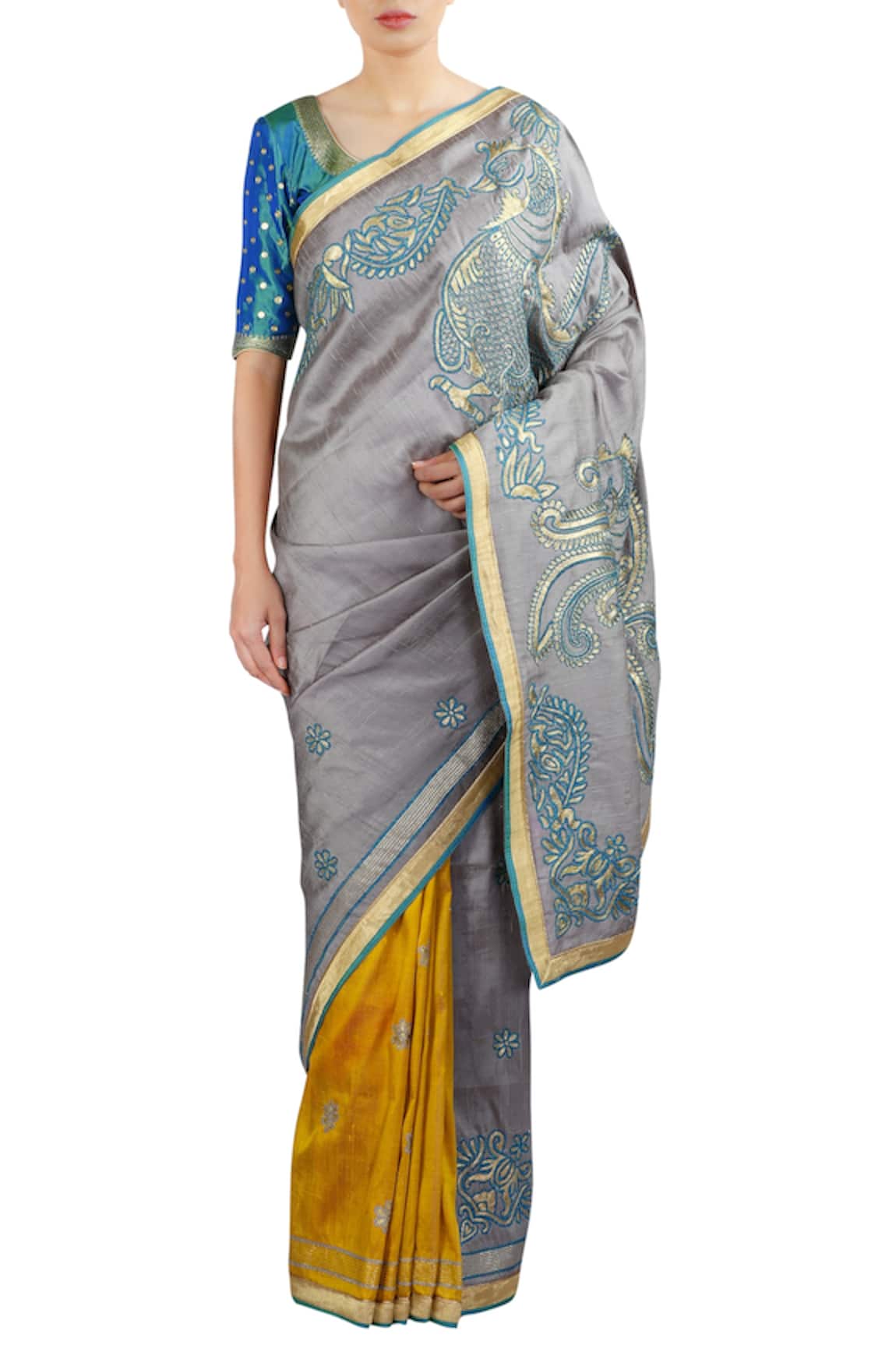 Latha Puttanna Threadwork embroidered saree with blouse 