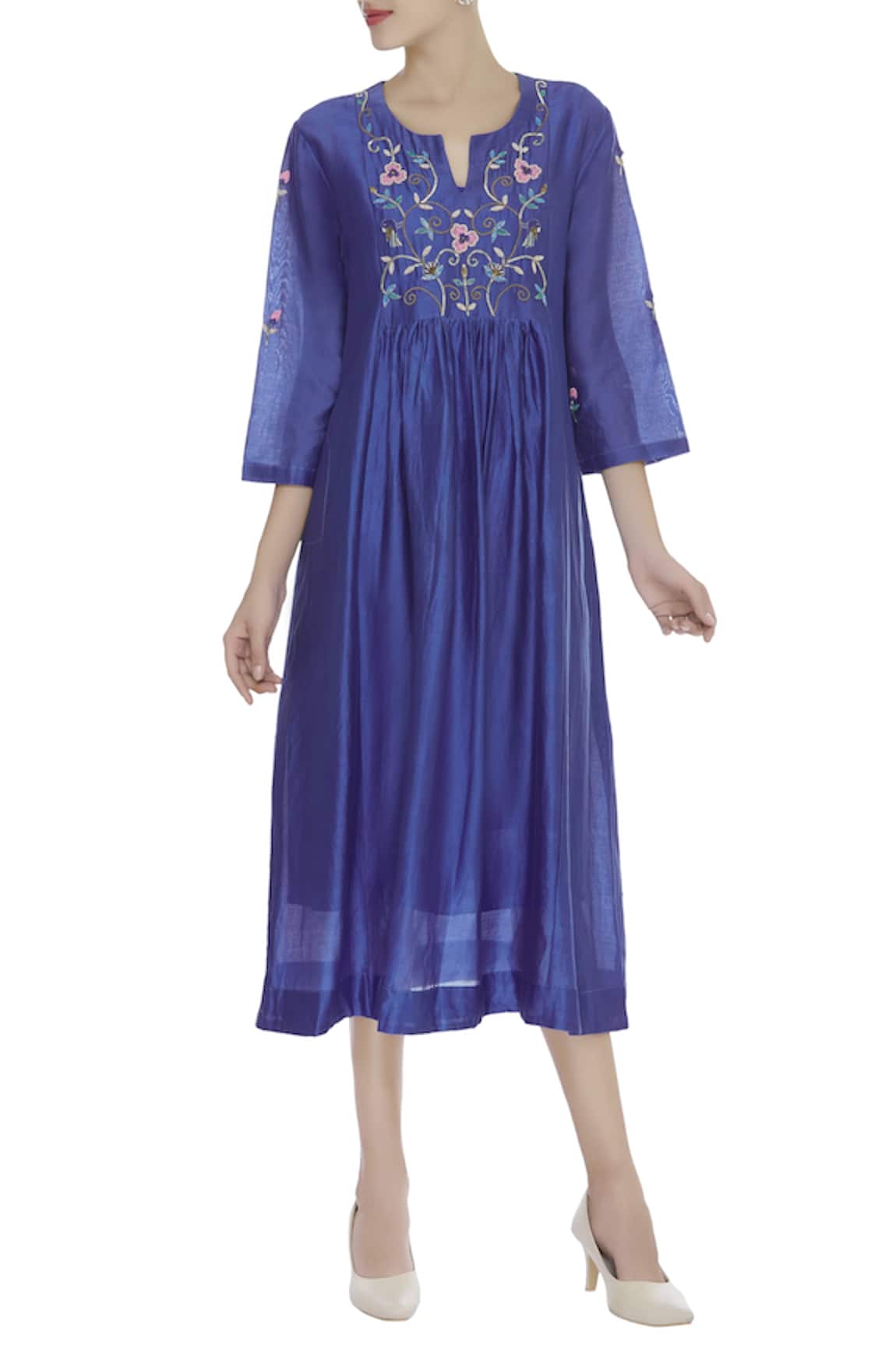 Aalyxir Resham Thread Embroidered Midi Dress
