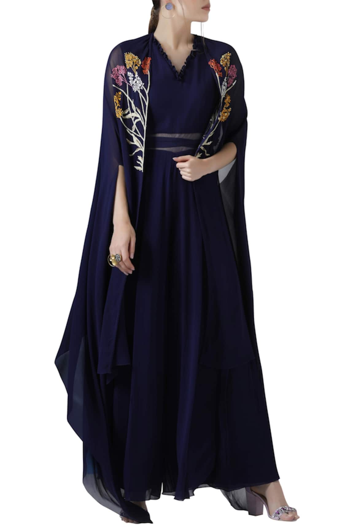 Limerick By Abirr N' Nanki Pleated Jumpsuit with Cape
