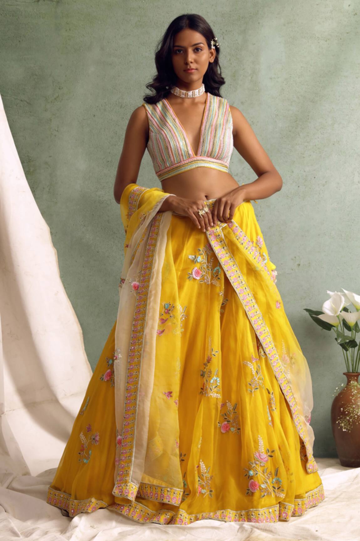 Priyanka Jain Organza Embroidered Lehenga Set