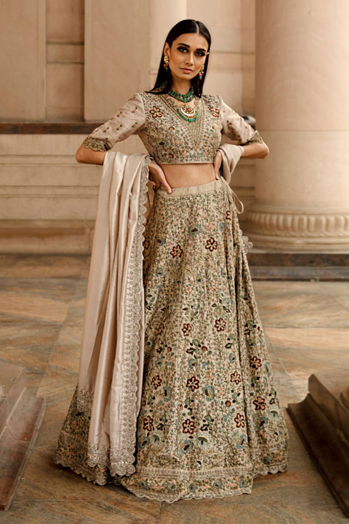 Jayanti Reddy Silk Embroidered Lehenga Set