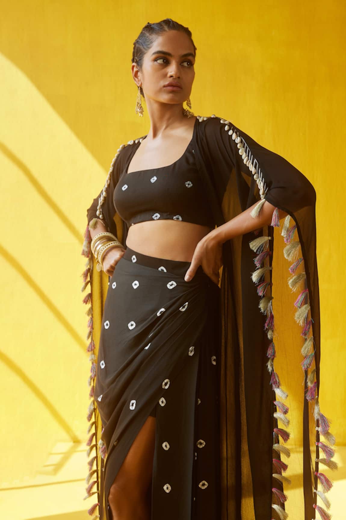 Aapro Tara Kaftan Cape & Draped Skirt Set