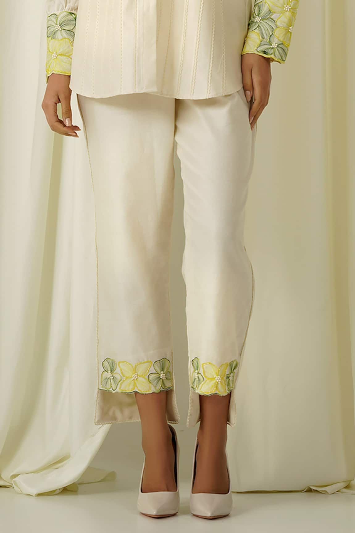 Buy Eid White Silk Pakistani Pant Style Suit With Resham Work Online   LSTV03972  Andaaz Fashion