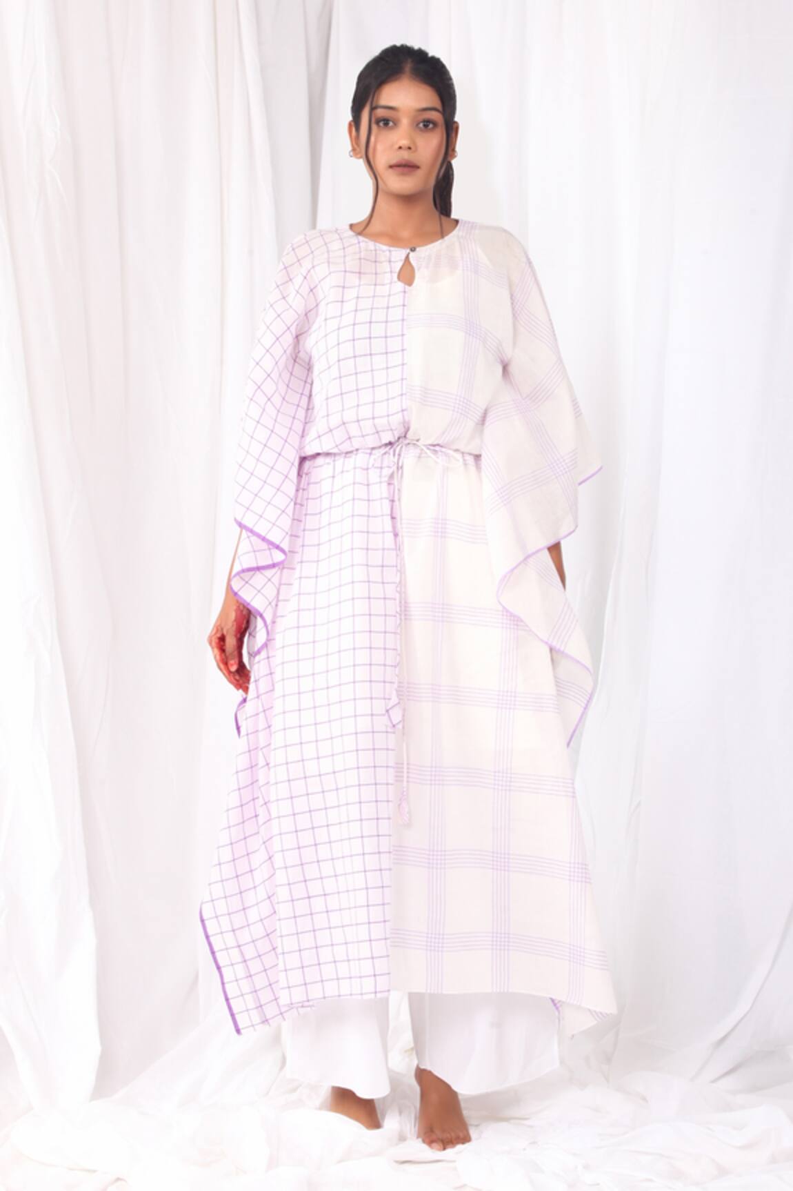 Khat Checkered Kaftan & Pant Set