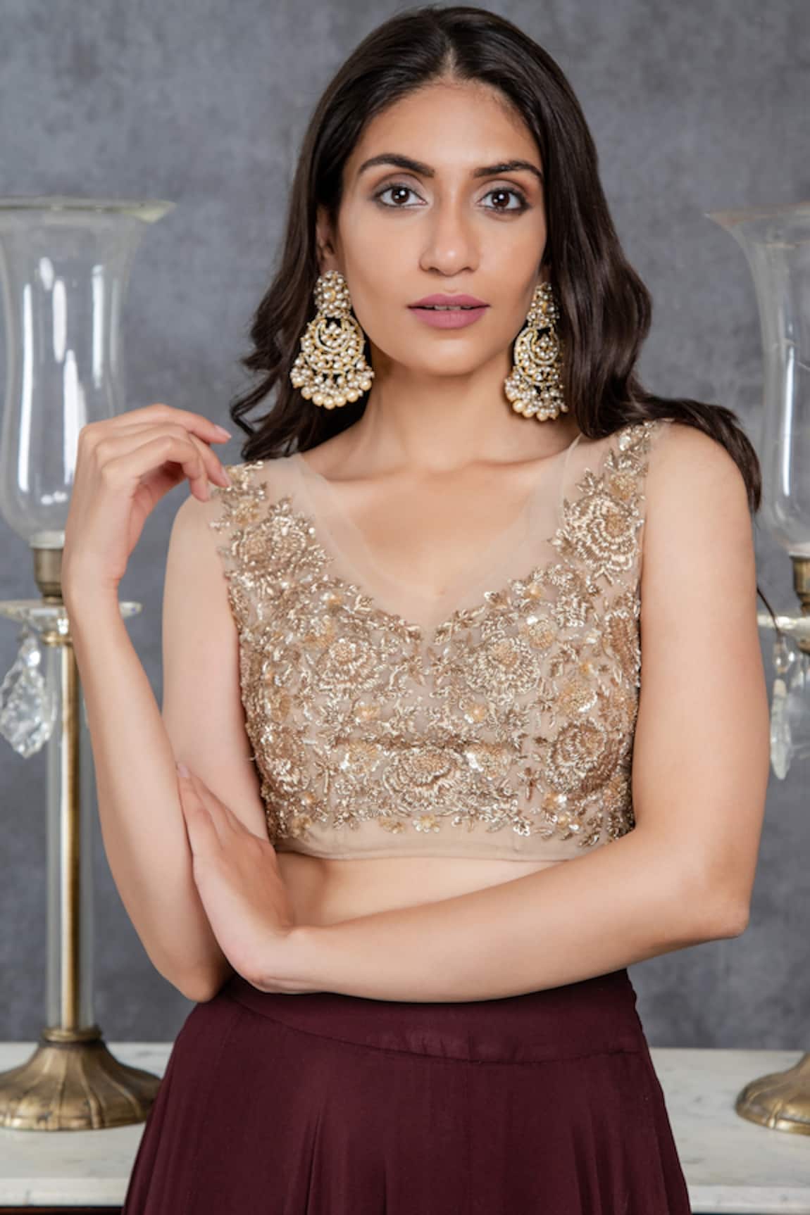 Ivory Gold Ruffle Lehenga Set With Yellow Mirror Blouse - Priti Sahni -  East Boutique