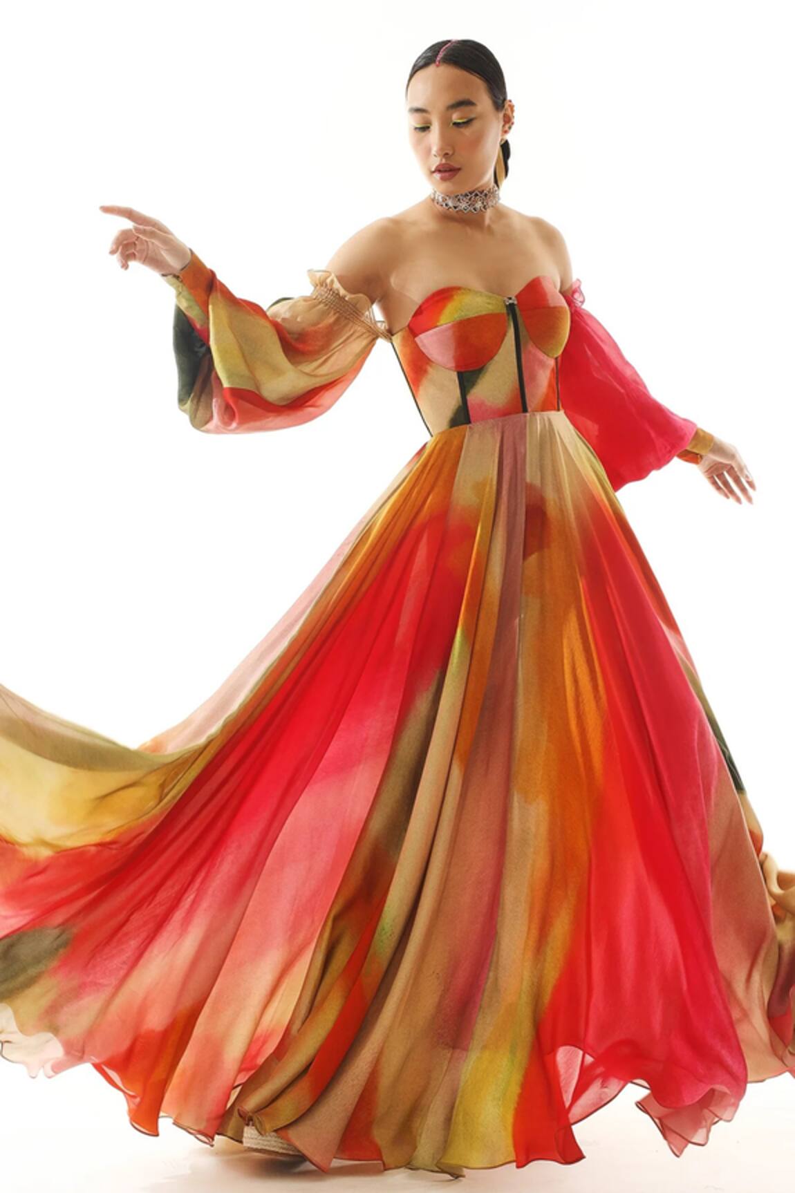 Mahima Mahajan Printed Off Shoulder Gown