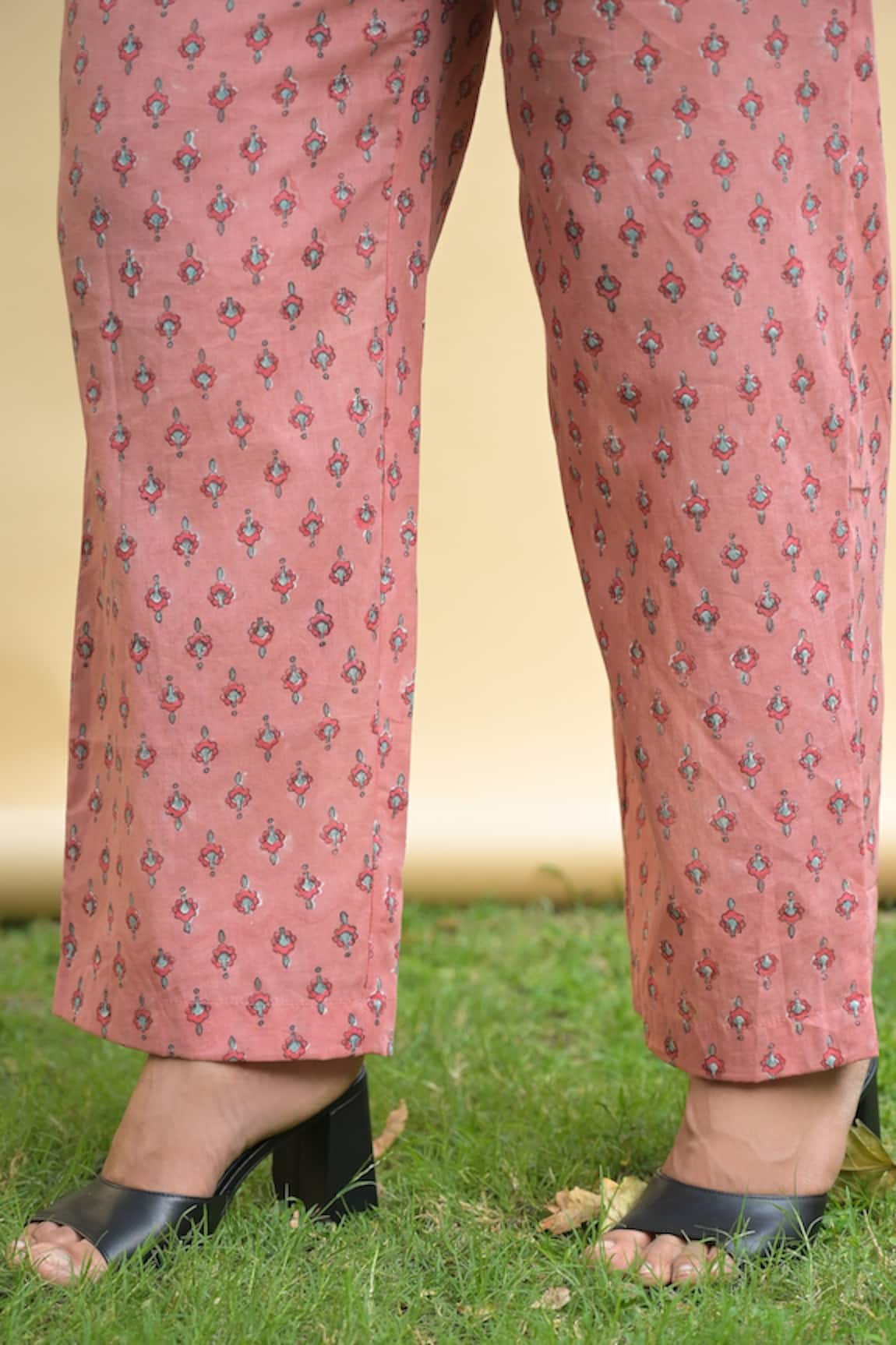 Red cotton printed kurta with pants and dupatta - Set of 3 | Priya Chaudhary