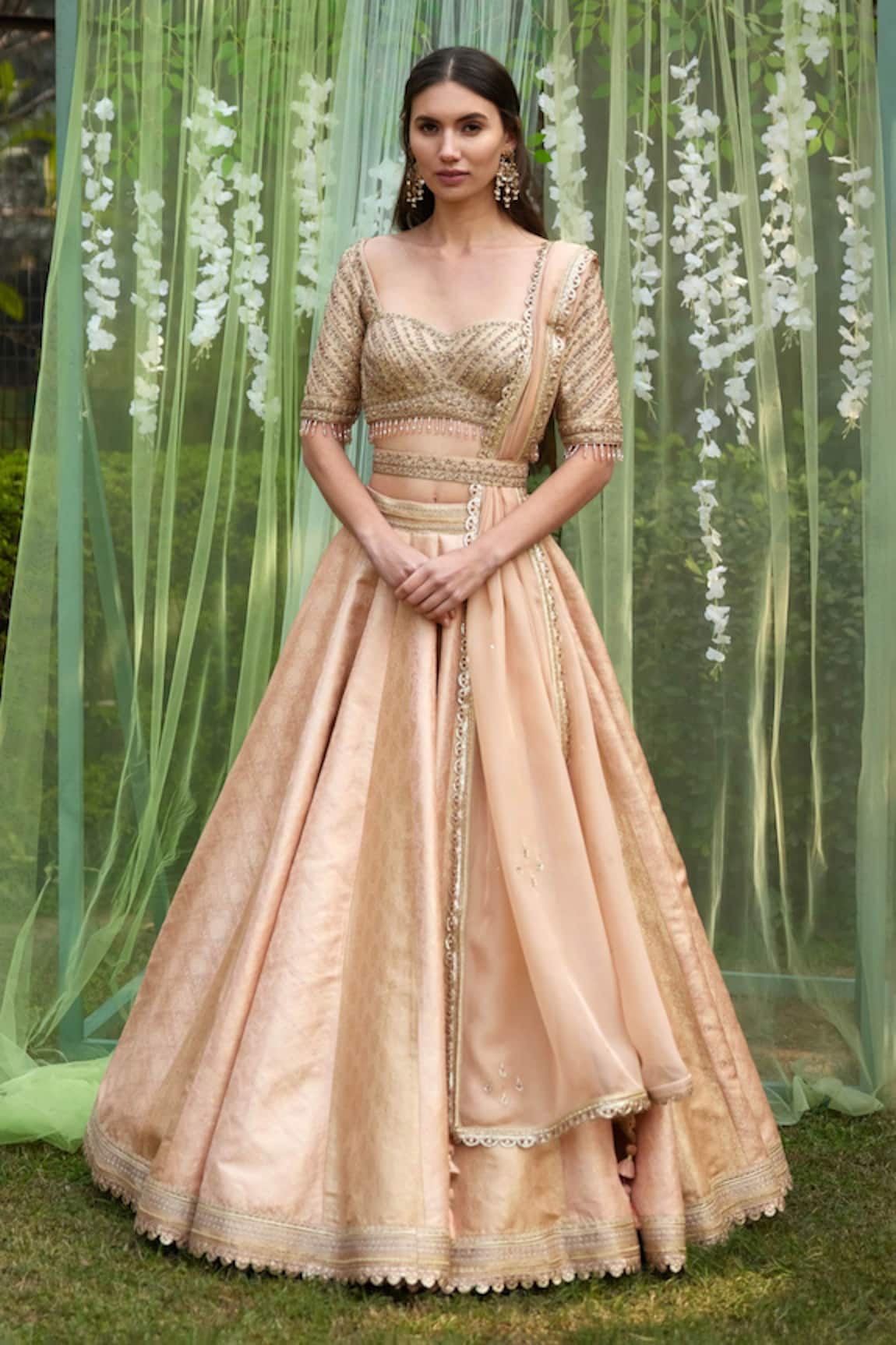 Shyam Narayan Prasad Brocade Floral Pattern Bridal Lehenga Set 