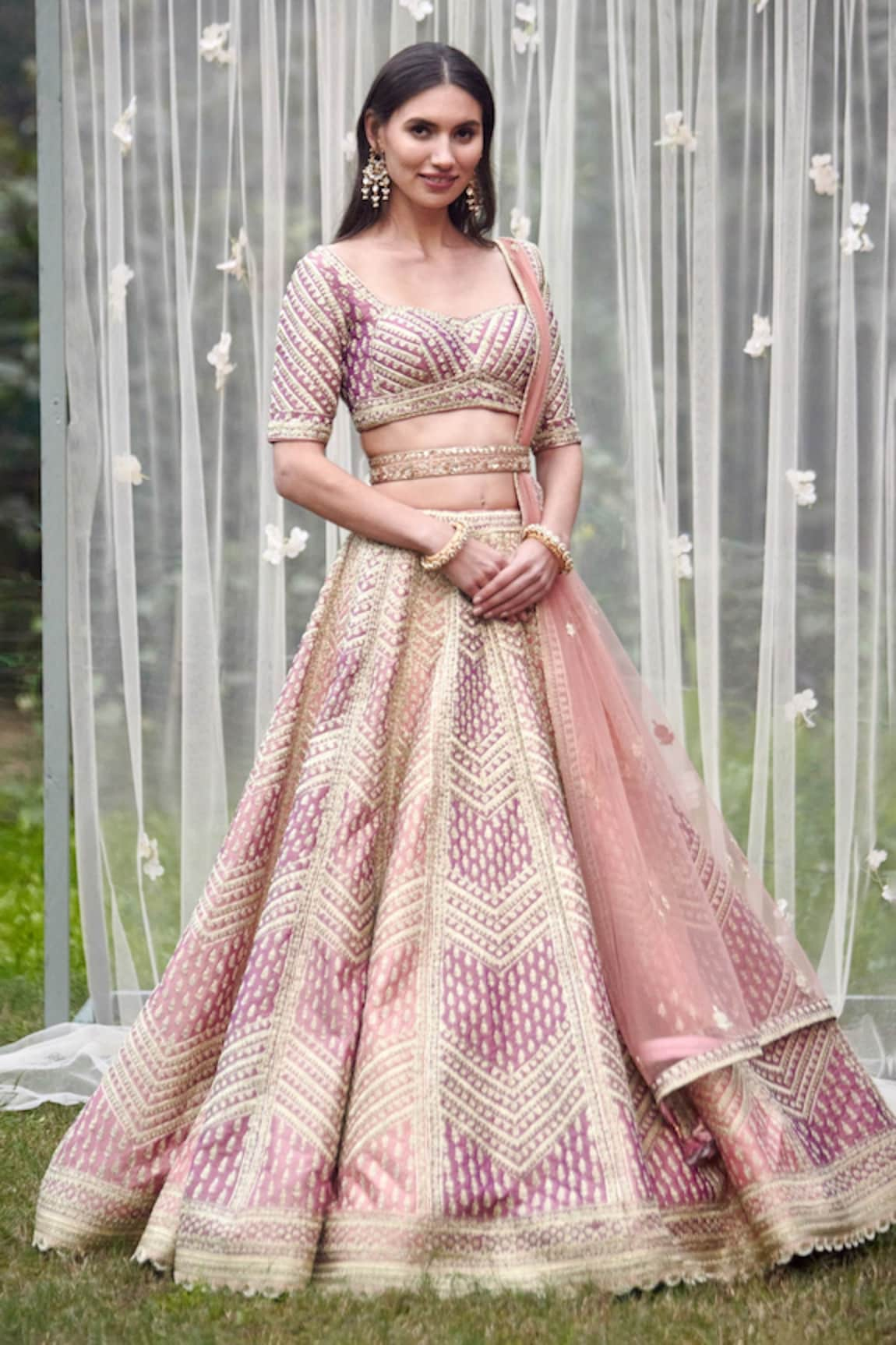 Shyam Narayan Prasad Zari Dori Embroidered Bridal Lehenga Set