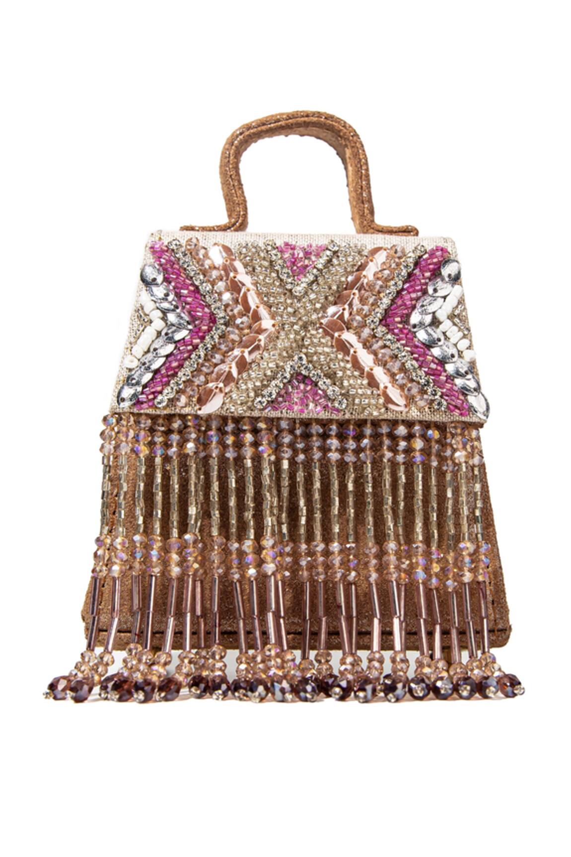 Embellished Leather Fringe Bag