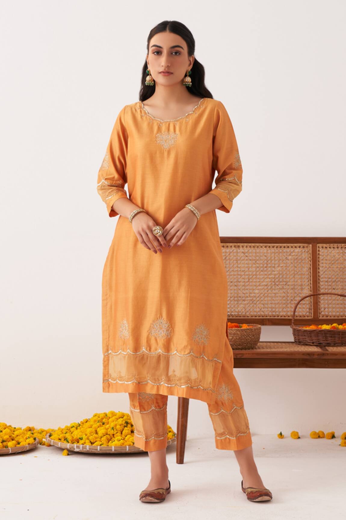 Shipraa Grover Alara Chanderi Zari Embroidered Kurta Pant Set