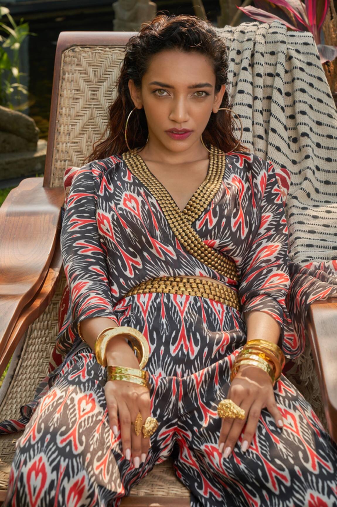 Surily G Ikat Print Wrap Top 