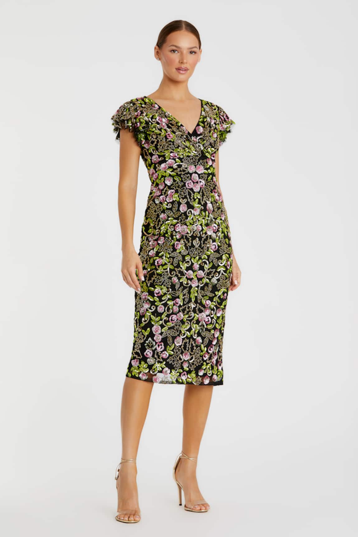 Mac Duggal Gardenia Sequin Midi Dress