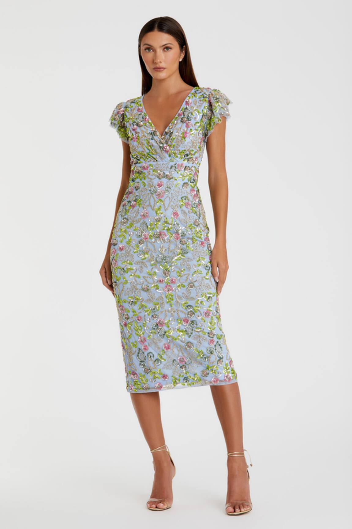 Mac Duggal Gardenia Blossom Sequin Dress