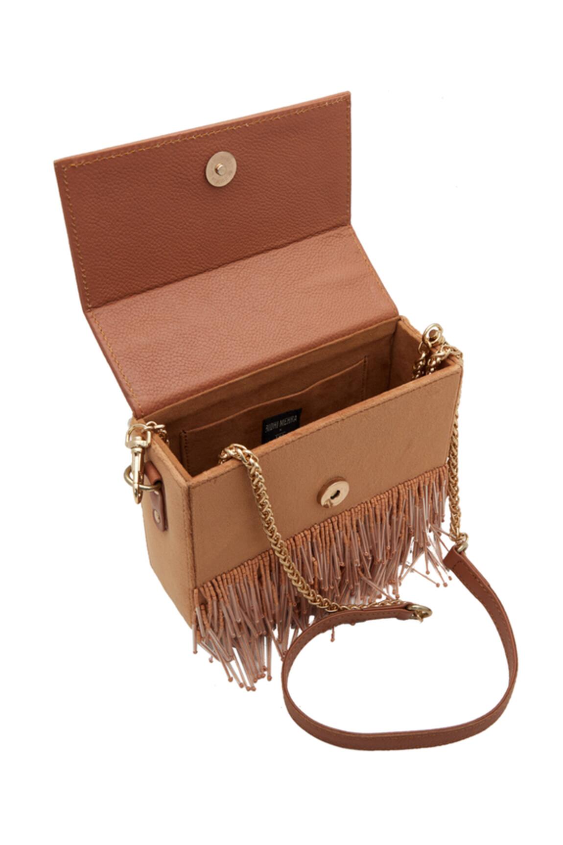 Embellished Leather Fringe Bag