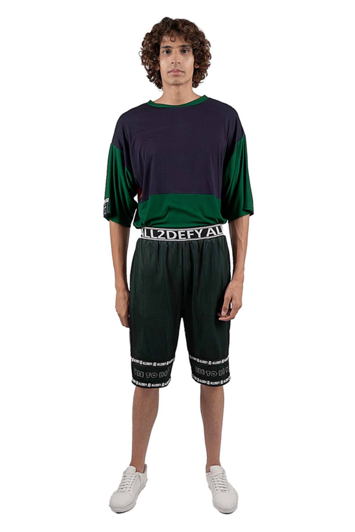 All2Defy Typographic Print Shorts