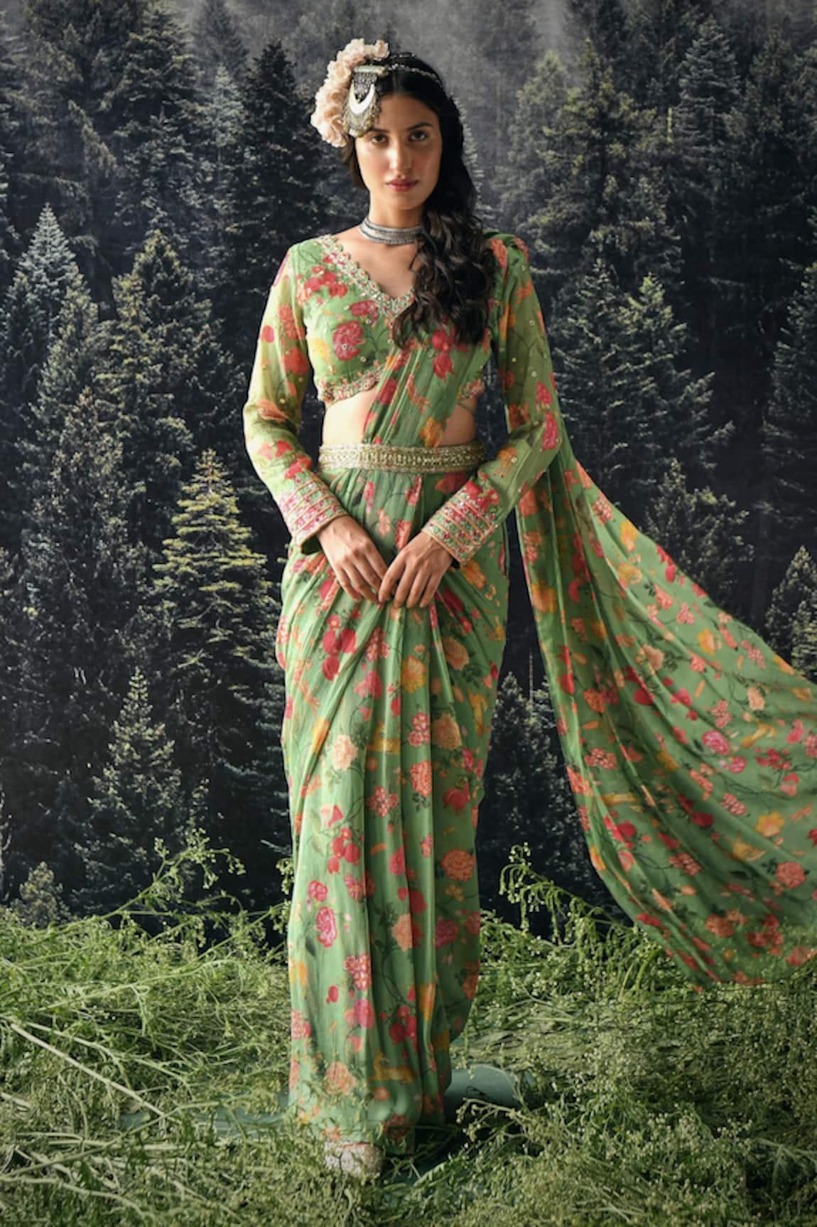 Paulmi and Harsh Pre-Draped Saree With Blouse