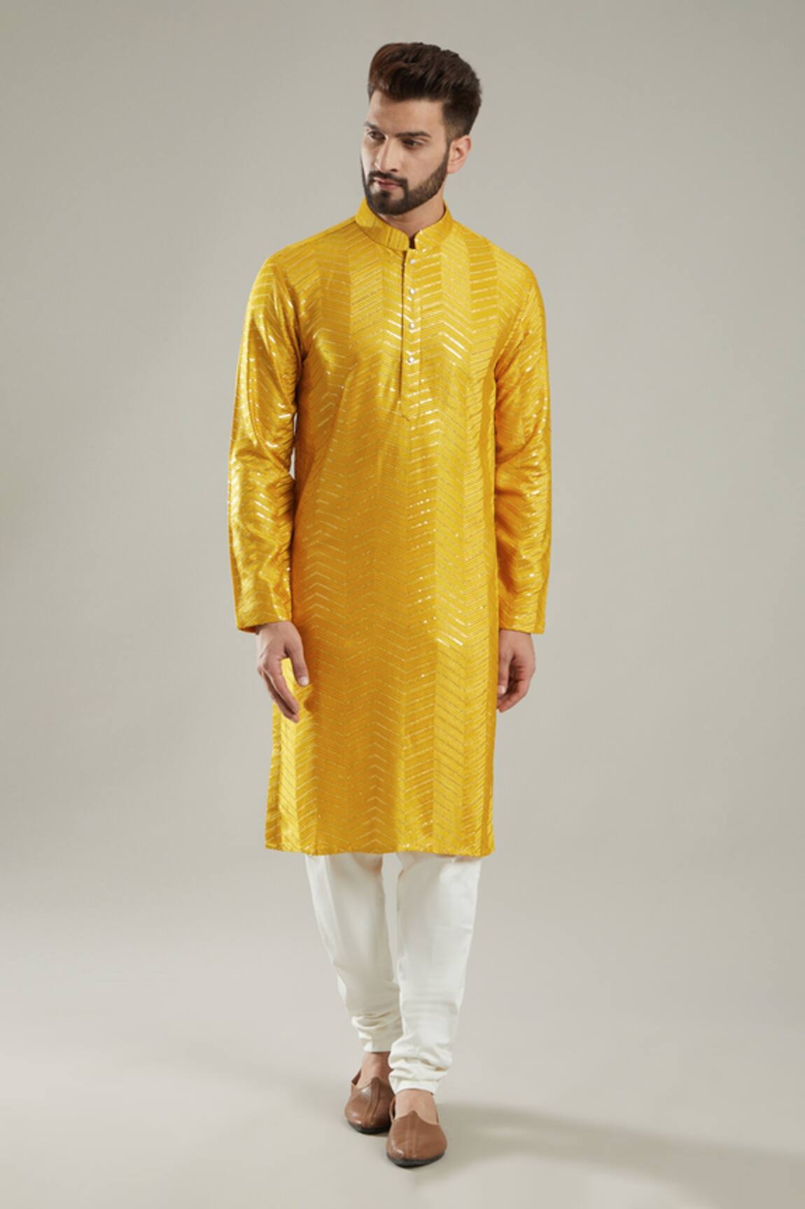 Kasbah Silk Chevron Pattern Kurta Set