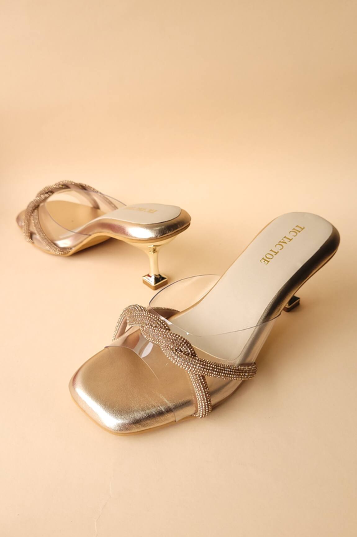 Tic Tac Toe Footwear Diamond Twisted Kitten Heels