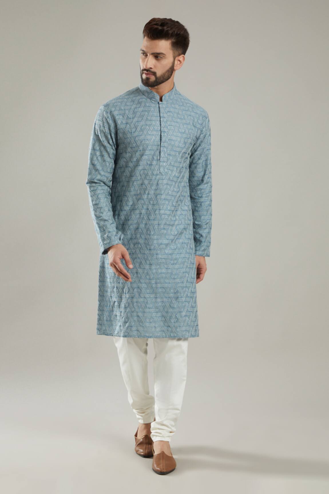 Kasbah Silk Geometric Embroidered Kurta Set