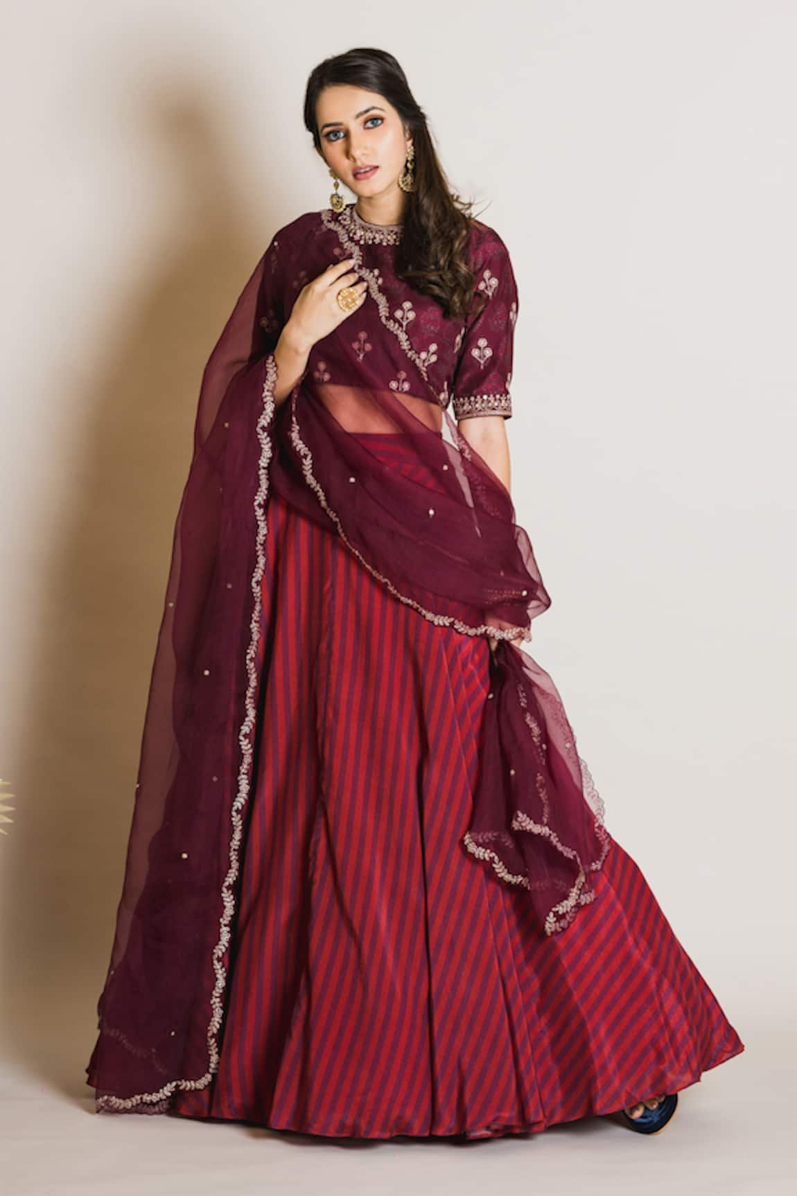 Maliha by Anar and Anoli Striped Lehenga Set