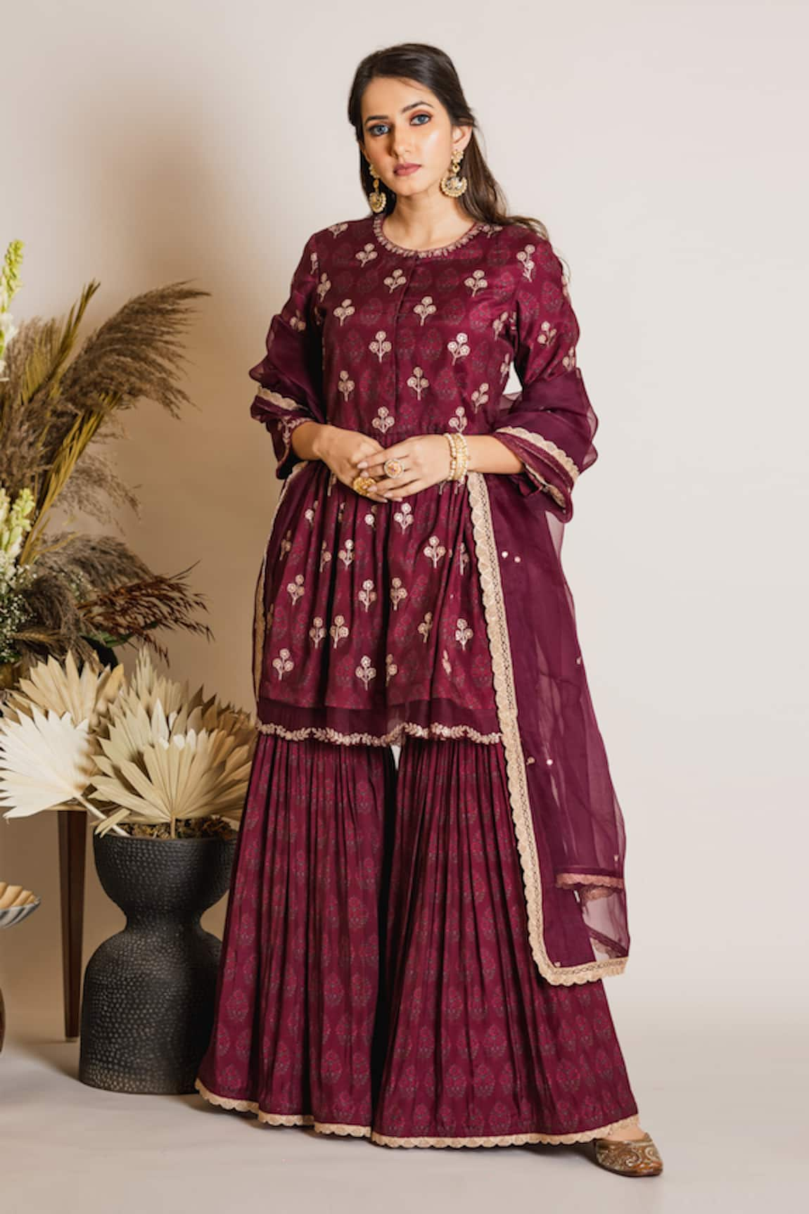 Maliha by Anar and Anoli Floral Print Kurta & Sharara Set